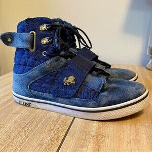 VLADO Atlas 2 High Top Sneakers Denim Blue Lace Up Mens Shoes IG-1500-G142